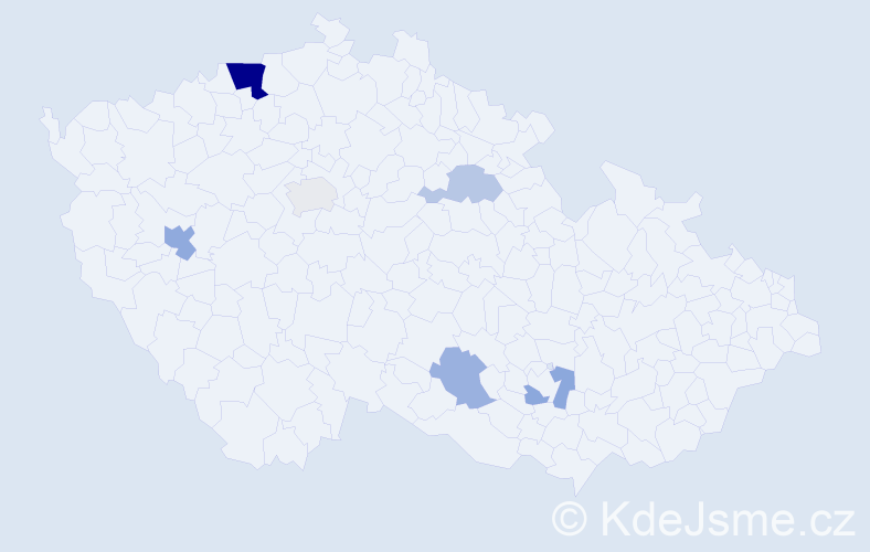 Příjmení: 'Boehm', počet výskytů 13 v celé ČR