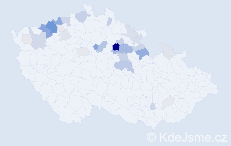 Příjmení: 'Leden', počet výskytů 103 v celé ČR