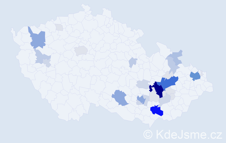 Příjmení: 'Brančíková', počet výskytů 121 v celé ČR