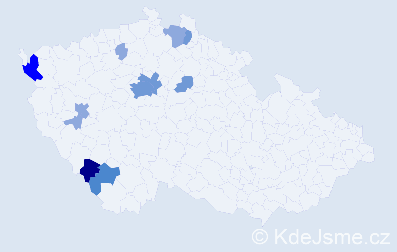 Příjmení: 'Krtouš', počet výskytů 25 v celé ČR