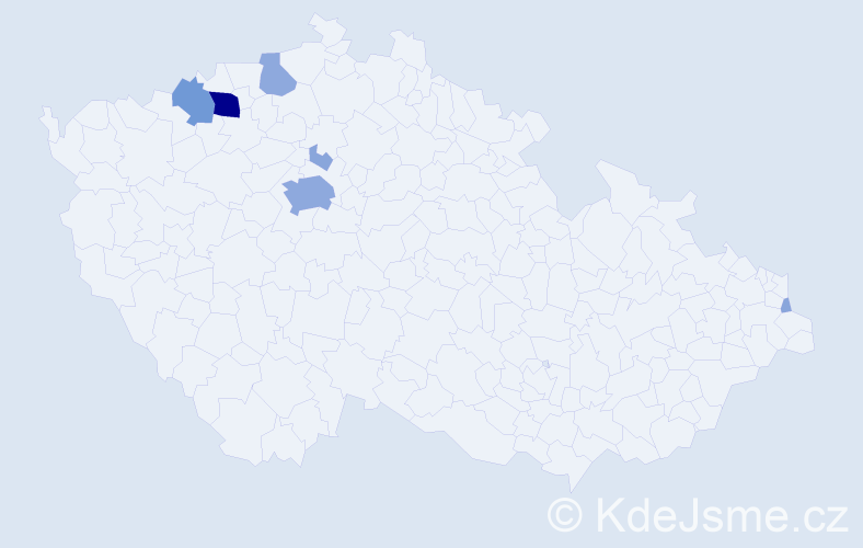 Příjmení: 'Miškaničová', počet výskytů 18 v celé ČR