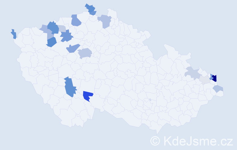 Příjmení: 'Cechlová', počet výskytů 52 v celé ČR