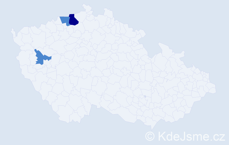 Příjmení: 'Bude', počet výskytů 9 v celé ČR