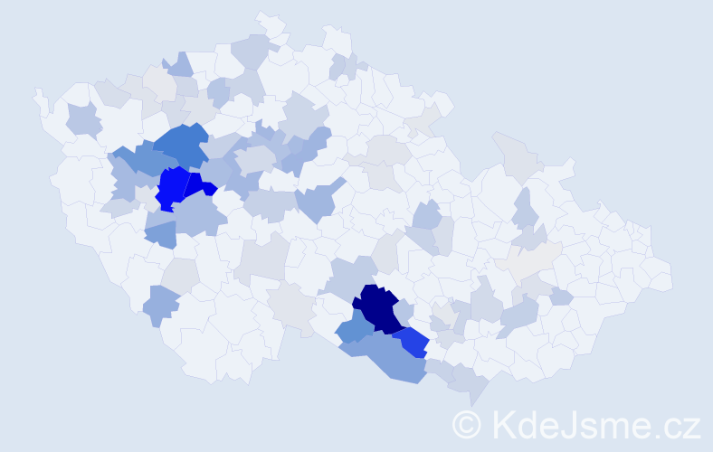 Příjmení: 'Cafourková', počet výskytů 301 v celé ČR