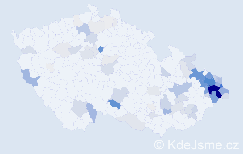 Příjmení: 'Blahut', počet výskytů 344 v celé ČR