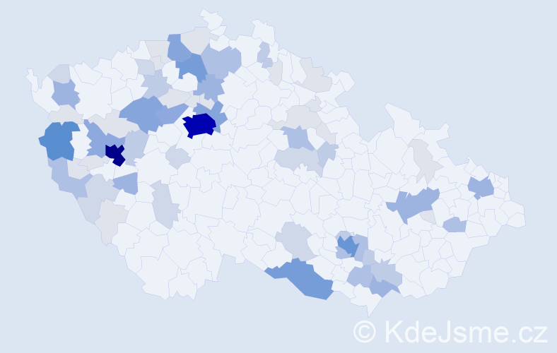 Příjmení: 'Kuchynka', počet výskytů 243 v celé ČR