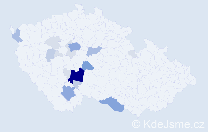 Příjmení: 'Kubále', počet výskytů 55 v celé ČR