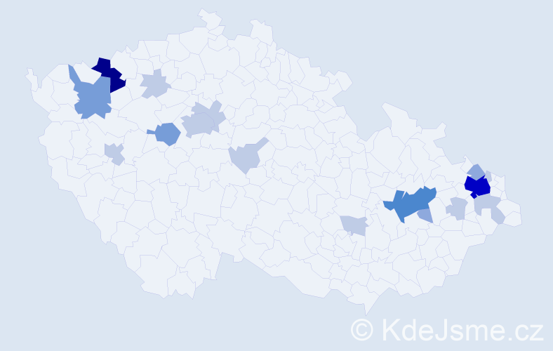Příjmení: 'Klimčáková', počet výskytů 43 v celé ČR
