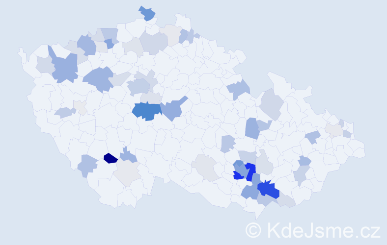 Příjmení: 'Kyselková', počet výskytů 187 v celé ČR