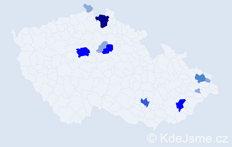 Příjmení: 'Chrastecká', počet výskytů 26 v celé ČR