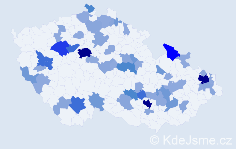 Příjmení: 'Chovanová', počet výskytů 142 v celé ČR