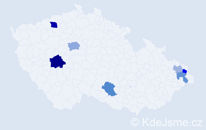 Příjmení: 'Kuniková', počet výskytů 13 v celé ČR