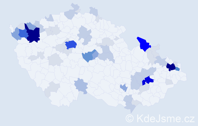 Příjmení: 'Goga', počet výskytů 190 v celé ČR