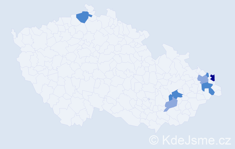 Příjmení: 'Kurusová', počet výskytů 15 v celé ČR