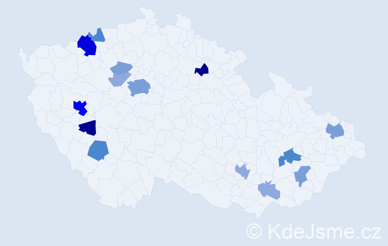 Příjmení: 'Březák', počet výskytů 45 v celé ČR