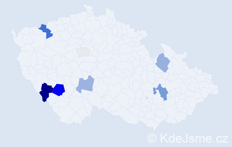 Příjmení: 'Kubeláková', počet výskytů 12 v celé ČR