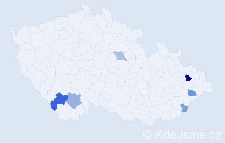 Příjmení: 'Lenhard', počet výskytů 15 v celé ČR