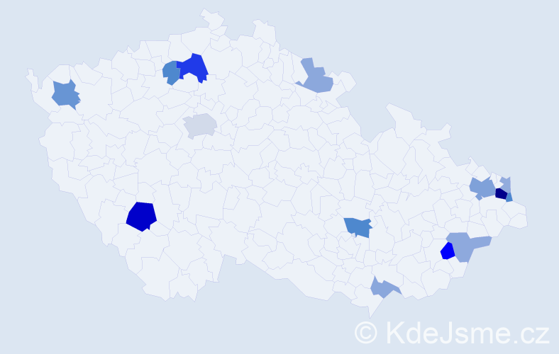 Příjmení: 'Tomašák', počet výskytů 30 v celé ČR