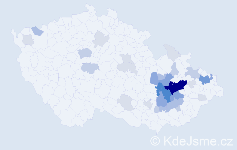 Příjmení: 'Mrňková', počet výskytů 114 v celé ČR