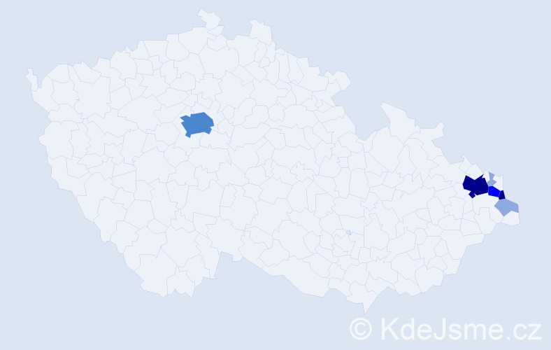 Příjmení: 'Klimoszek', počet výskytů 18 v celé ČR