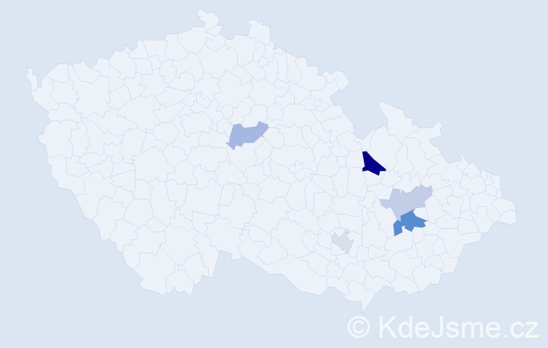 Příjmení: 'Kulp', počet výskytů 9 v celé ČR