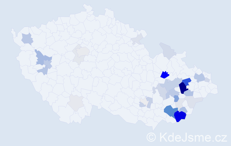 Příjmení: 'Klabačka', počet výskytů 105 v celé ČR