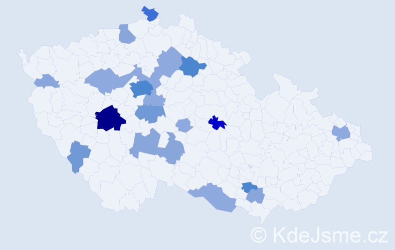 Příjmení: 'Chlada', počet výskytů 60 v celé ČR