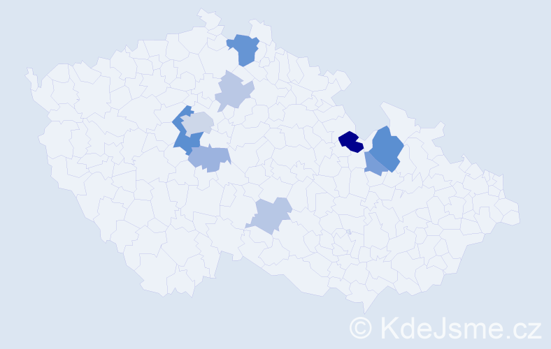 Příjmení: 'Klyvets', počet výskytů 23 v celé ČR