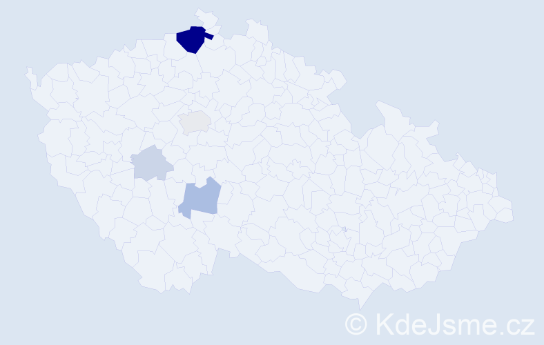 Příjmení: 'Tonder', počet výskytů 19 v celé ČR