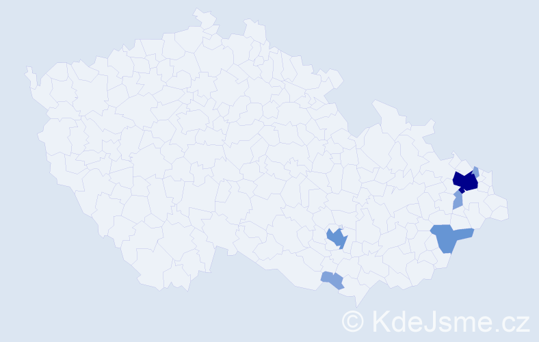 Příjmení: 'Pacutová', počet výskytů 20 v celé ČR