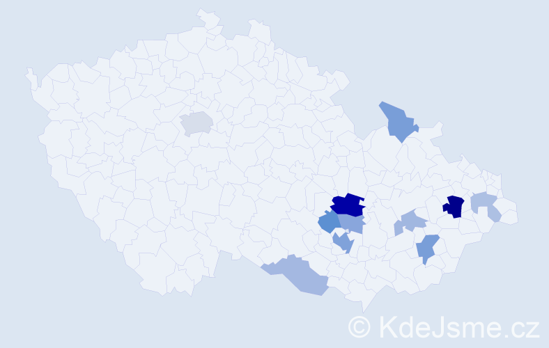 Příjmení: 'Zimulová', počet výskytů 24 v celé ČR