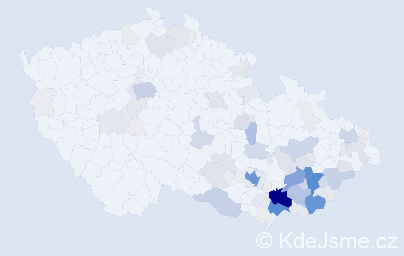 Příjmení: 'Řihák', počet výskytů 413 v celé ČR