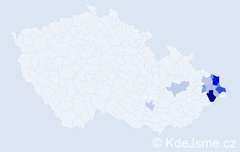 Příjmení: 'Mrajca', počet výskytů 28 v celé ČR