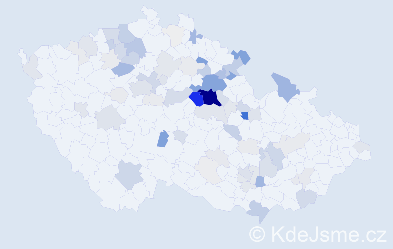 Příjmení: 'Kmoníček', počet výskytů 383 v celé ČR