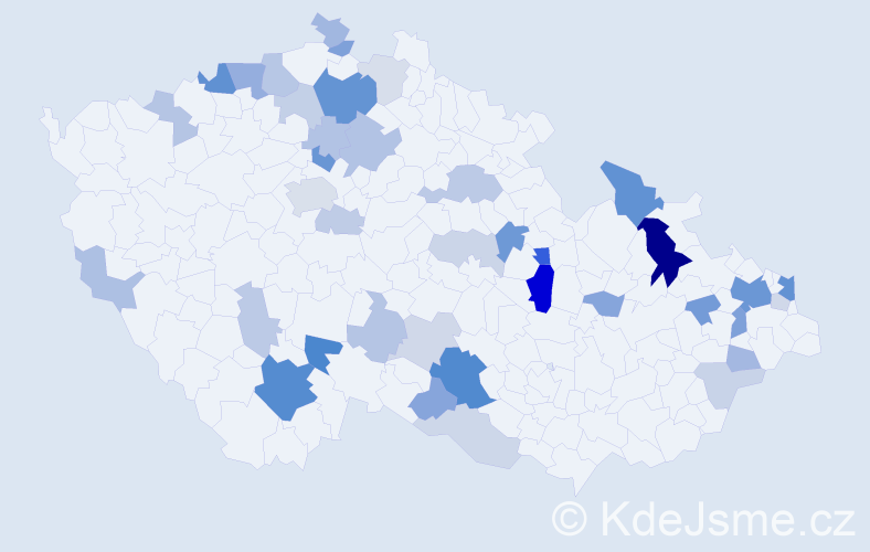 Příjmení: 'Pintér', počet výskytů 100 v celé ČR
