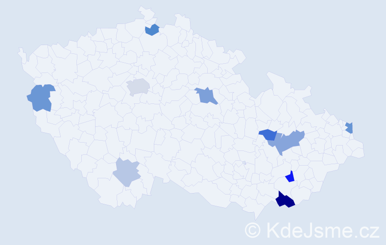 Příjmení: 'Valúch', počet výskytů 18 v celé ČR