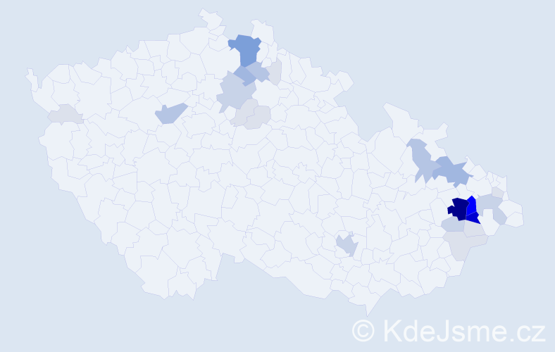 Příjmení: 'Hoďák', počet výskytů 106 v celé ČR