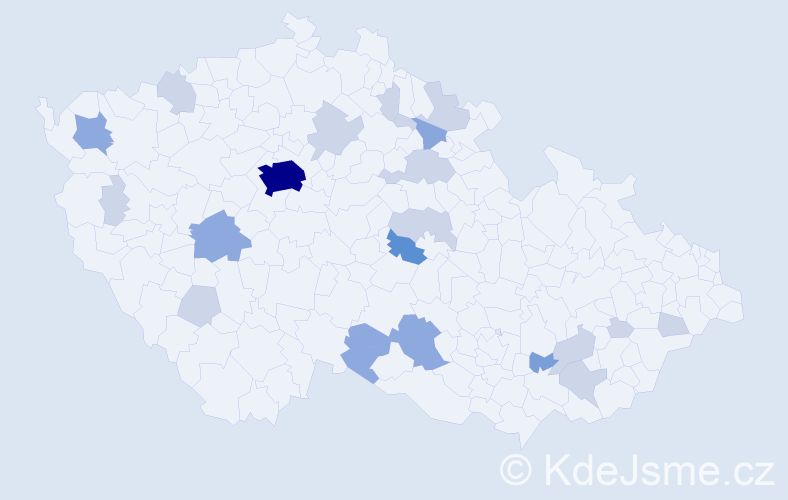 Příjmení: 'Béna', počet výskytů 50 v celé ČR