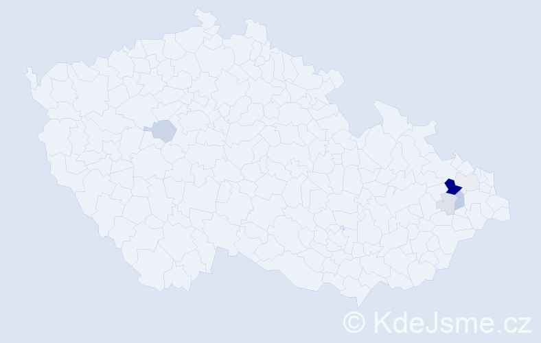 Příjmení: 'Banar', počet výskytů 18 v celé ČR