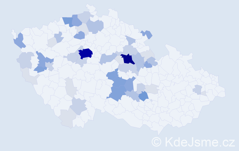 Příjmení: 'Kubizňák', počet výskytů 173 v celé ČR