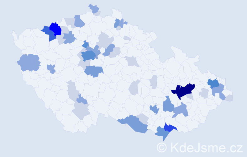 Příjmení: 'Šarközi', počet výskytů 136 v celé ČR