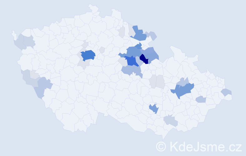 Příjmení: 'Izák', počet výskytů 147 v celé ČR