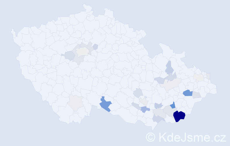 Příjmení: 'Čaňová', počet výskytů 91 v celé ČR