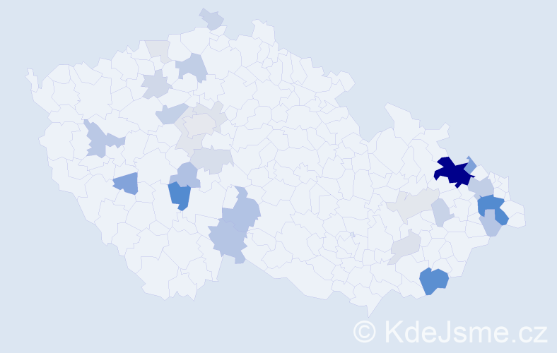 Příjmení: 'Pflegrová', počet výskytů 91 v celé ČR