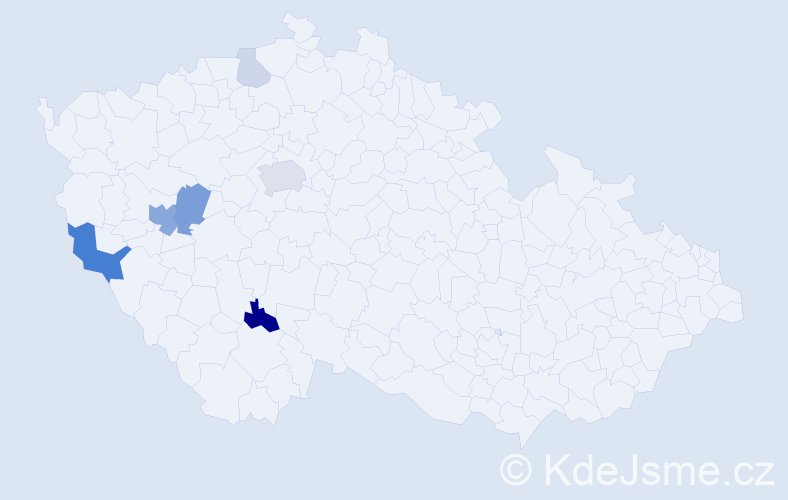 Příjmení: 'Beber', počet výskytů 16 v celé ČR