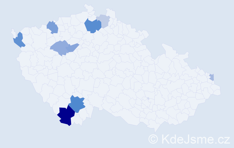 Příjmení: 'Kráková', počet výskytů 21 v celé ČR