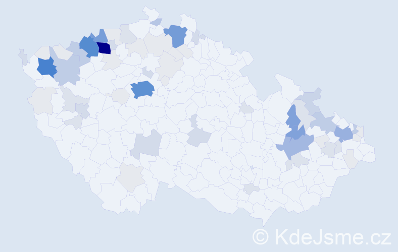 Příjmení: 'Cicko', počet výskytů 281 v celé ČR