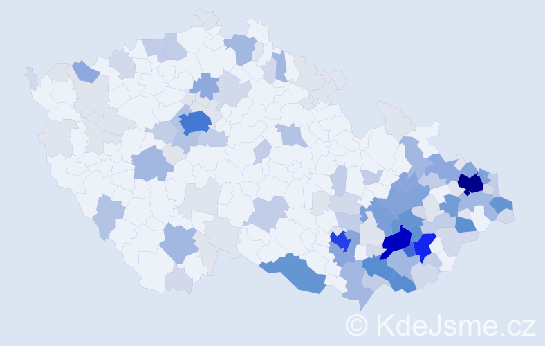 Příjmení: 'Gazdová', počet výskytů 480 v celé ČR