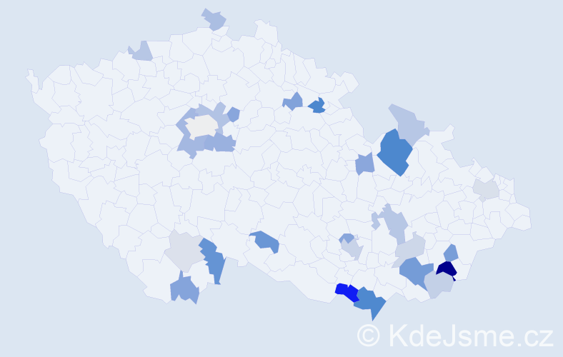 Příjmení: 'Merčáková', počet výskytů 58 v celé ČR