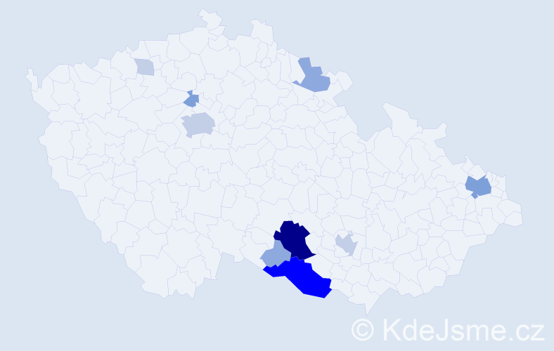 Příjmení: 'Roubcová', počet výskytů 32 v celé ČR